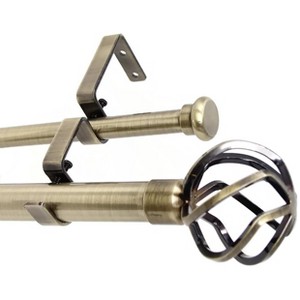 Urbanest Zeffoli Flat Button 1-inch 5-8-inch Double Drapery Curtain Window Rod Set - 1 of 4