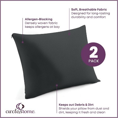 Charcoal Cotton Hypoallergenic Zippered Pillow Protector Set