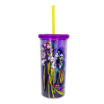 Silver Buffalo Disney Villains Plastic Cold Cup With Lid and Straw | Holds 20 Ounces