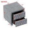 ORRD Grey Velvet Nightstand with 2 Drawers & Crystal Handles - 3 of 4