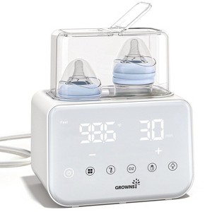 GROWNSY 10-in-1 Fast Bottle Warmer Accurate Temp Control, with LCD Display, Timer, Defrost, Sterili-zing, Keep 24H, Double Bottle Warmer - 1 of 4