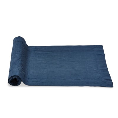 tagltd 72"Lx 14.5"W in. Threads Woven 2 in. Hem Solid Blue Table Runner Cotton Machine Wash