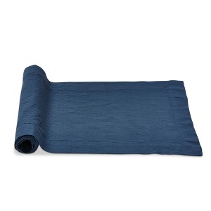 tagltd 72"Lx 14.5"W in. Threads Woven 2 in. Hem Solid Blue Table Runner Cotton Machine Wash - 1 of 2