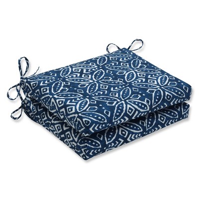 2pk Merida Indigo Squared Corners Outdoor Seat Cushions Blue - Pillow Perfect