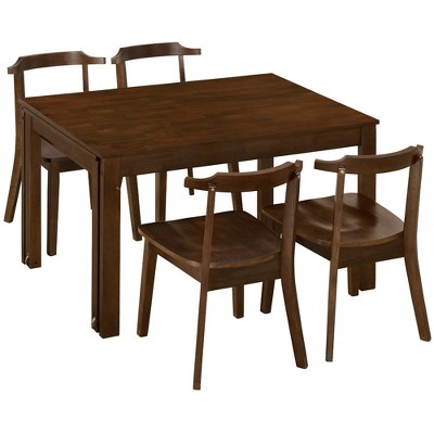 5 Piece Dining Table Set, 65" Extendable Kitchen Table Set for 4-6, Wood Table and Chairs Set With Pull-out Side Table For Kitchen Dining Room