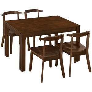 5 Piece Dining Table Set, 65" Extendable Kitchen Table Set for 4-6, Wood Table and Chairs Set With Pull-out Side Table For Kitchen Dining Room - 1 of 4