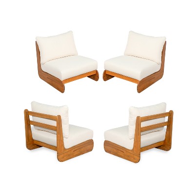Christopher Knight Home Ansonia Mid-Century Modern Outdoor Acacia Wood Club Chair with Water-Resistant Cushion