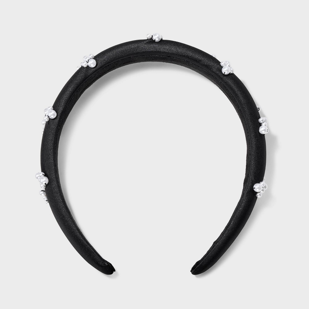 Nylon Puff Pearl Headband - A New Day™ Black