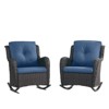Outdoor Rocking Chairs Set of 2, All Weather Resin Wicker Patio Furniture Rocking Patio Chairs with Cushion and Metal Rocker Bars for Porch - 4 of 4