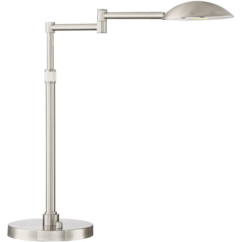 Possini Euro Design Eliptik Modern Desk Table Lamp 24 1/2" High Satin Nickel LED Swing Arm Adjustable Height for Bedroom Living Room Nightstand Office, 1 of 10