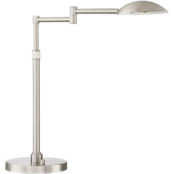 Possini Euro Design Eliptik Modern Desk Table Lamp 24 1/2" High Satin Nickel LED Swing Arm Adjustable Height for Bedroom Living Room Nightstand Office
