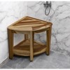 HomeRoots 22" Natural Teak Corner Shower Bench With Shelf - 2 of 4