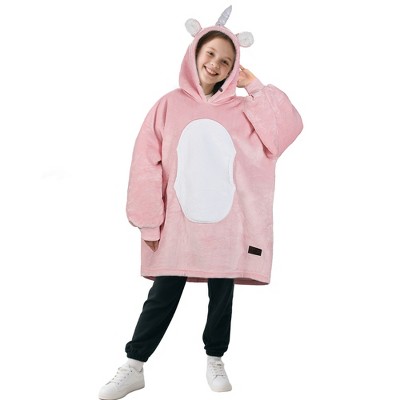 Catalonia Oversized Wearable Blanket Hoodie Sweatshirt for Kid Girl Boy,  Fleece Cozy Hooded Pullover for 7-16 yr Teen Youth Kid, Christmas Gift Idea