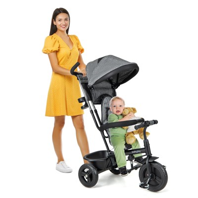 Infans 4-in-1 Multifunctional Tricycle Kids Trike w/ Removable Canopy &  Push Handle