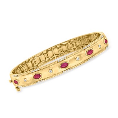 Ross-Simons 0.90 ct. t.w. Ruby and .26 ct. t.w. Diamond Bangle Bracelet in 18kt Gold Over Sterling