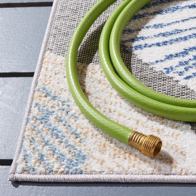 Beige and Grey Floral Synthetic 8' x 10' Reversible Area Rug