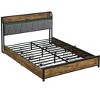 DOMETOUR Full Size Bed Frame, Storage Headboard with Charging Station and 4 Storage Drawers,LED Lights , Brown and and Gray - 4 of 4