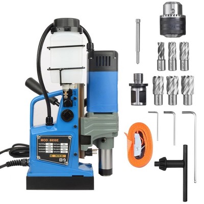 Magnetic Drill Press, 1400W 810 PRM 10-Speed Setting, Portable Mag Drill Press with Twist Drill Chuck, 6Pcs Drill Bits, 2" Boring Diameter