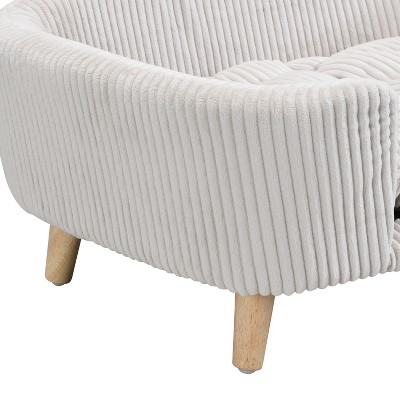 MaseiKar Elevated Dog Bed Frame for Small Dog, Corduroy Pet Couch Bed with Rubber Wood Legs and Supportive Foam