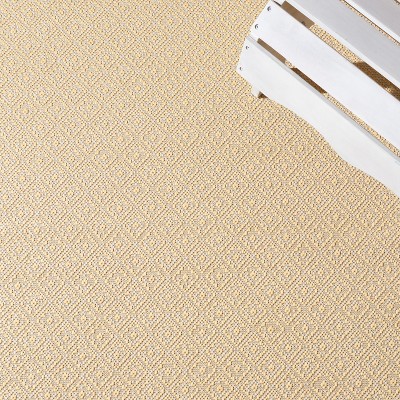 Gold and Beige Rectangular Synthetic Indoor/Outdoor Rug