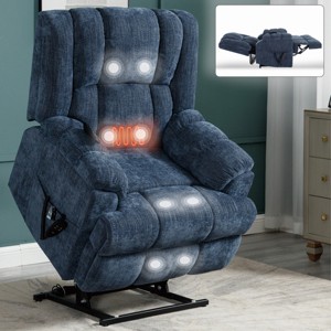 Chenille Power Lift Recliner Chair with Dual Motor & Heat Massage, Heavy Duty Electric Reclining Armchair for Elderly Support-Cuddlewood - 1 of 4