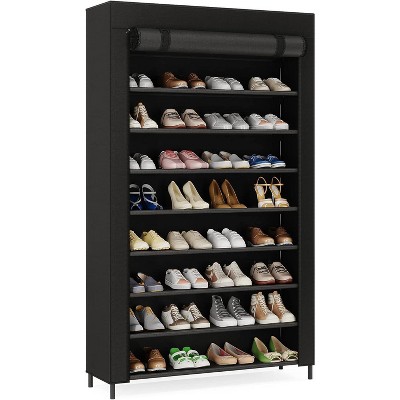 Tribesigns 10 Tier shoe rack organizer with Cover, Vertical Shoe Shelf for Entryway, 50 Pair Large Shoe Stand, Non-Woven Shoe Storage Cabinet