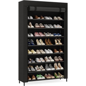 Tribesigns 10 Tier shoe rack organizer with Cover, Vertical Shoe Shelf for Entryway, 50 Pair Large Shoe Stand, Non-Woven Shoe Storage Cabinet - 1 of 4