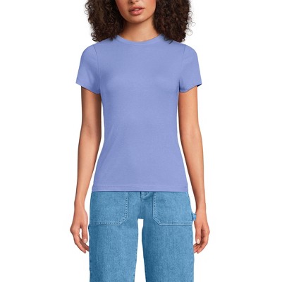 Lands' End Women's Drapey Rib Fitted Short Sleeve Mini T-Shirt