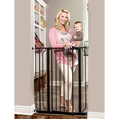 Extra Tall Black Metal Pressure Mounted Baby Gate