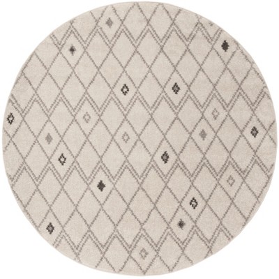 Ivory/Gray Geometric Loomed Round Area Rug 6' - Safavieh