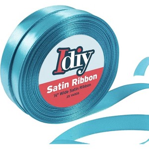 Teal Satin Ribbon (1/2", 50 Yards) No Wire, DIY Arts & Crafts, Gift Wrapping Baskets, Wedding Decor, Sewing Projects, Hair Bows, Floral, Baby Showers - 1 of 4