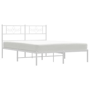 vidaXL Modern White Metal Bed Frame with Supportive Headboard and Under-Bed Storage Space - 1 of 4