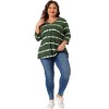 Agnes Orinda Women's Plus Size Tie Dye 3/4 Sleeve Side Slit V Neck Trendy Spring Tops - 3 of 4