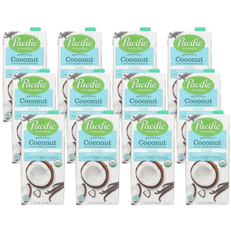 Pacific Foods Organic Unsweetened Vanilla Coconut Plant-Based Beverage - Case of 12/32 oz, 1 of 8