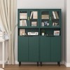 Tempered Glass Door Tall Storage Bookcase with adjustable board, 4 doors MDF painting finished cabinet, White, Living room Bedroom storage - 3 of 4