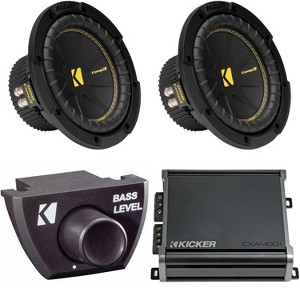Kicker (2) 50CWCS84 CompC 8" Subwoofer, Single 4-Ohm with CXA4001 Amp Bundle ( Includes Bass Knob ) - 1 of 4