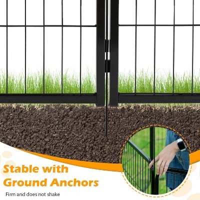 Black Metal Adjustable Pet Playpen with Doors