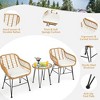 Bestier 3 Piece Patio Bistro Set, Outdoor Wicker Bistro Furniture Sets, 2 Rattan Chairs and Glass Top Table for Balcony, Porch, Poolside, Backyard - 3 of 4