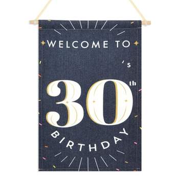 Sparkle and Bash Custom Welcome to 30th Birthday Sign with Sticker for Photo Backdrop Party Decorations, Black, 9.5 x 15.5 in