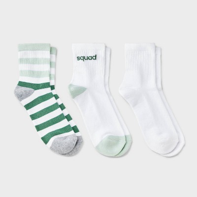 Women's Cushioned Striped 3pk Mid Crew Socks - Universal Thread™ 4-10
