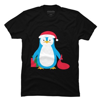 Men's Design By Humans Christmas Penguin By moredesignsplease T-Shirt