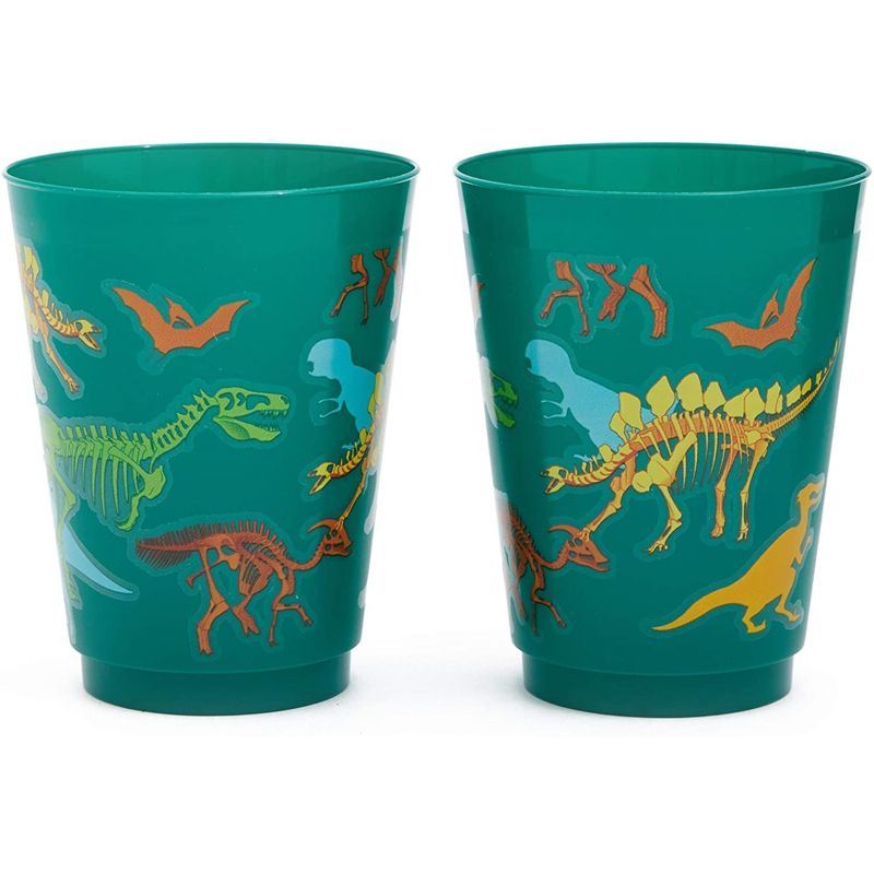 Blue Panda 16 Pack Plastic Dinosaur Cups, Dino Party Favors for Birthday Party Supplies, Green, 16 oz, 4 of 8