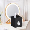 LunaLulinlk Tissue Box Cover, PU Leather Square Tissue Box Holder with Storage Tray Stylish Tissue Holder Decorative Organizer (Black) - 4 of 4