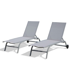 PAGED Outdoor Lounge Chair with Wheels and Side Table 5 Adjustable Position Patio Chair for Outside, Pool, Beach - 1 of 4