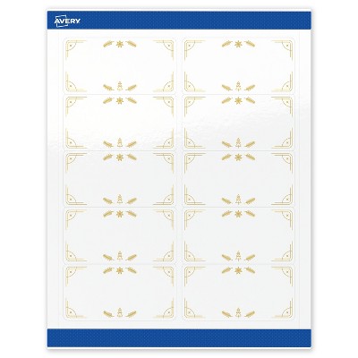 Avery Labels, 2" x 4", Gold-White Christmas Trees, Glossy, 100ct