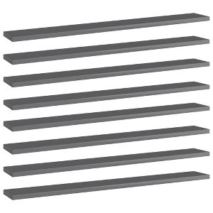 vidaXL Bookshelf Boards 8 pcs High Gloss Gray 31.5"x3.9"x0.6" Engineered Wood - 1 of 4