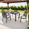 5 PCS Classic Outdoor Dining Set, Dining Set with 4 Arm Chairs and 1 Aluminum Table, Aluminum Frame Chairs with Foam Cushions-Coolbibila - 3 of 4