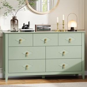 Fluted Dresser 54 Inch Wide, 7-Drawer Wood Dresser for Bedroom, Modern Chest of Drawers, Storage Organizer Cabinet for Living Room, Hallway - 1 of 4