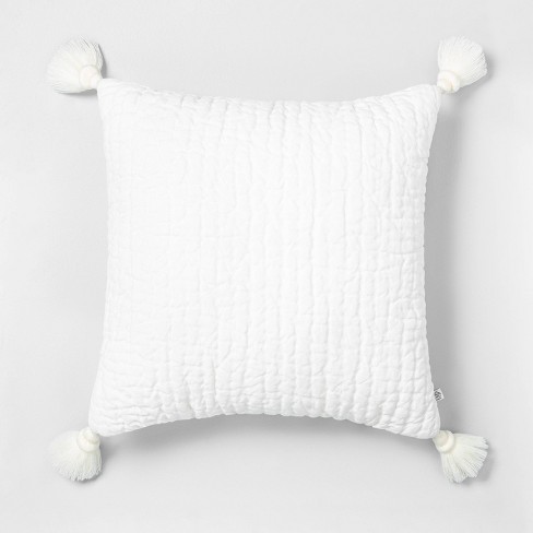 18 X 18 Tassel Throw Pillow Sour Cream Hearth Hand With Magnolia Target