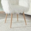 Vynxaria Faux Fur Dining Side Chair Soft Cushioned Seat and Back, Wood-Patterned Metal Legs (Floor Protectors, Easy Assembly) - 3 of 4